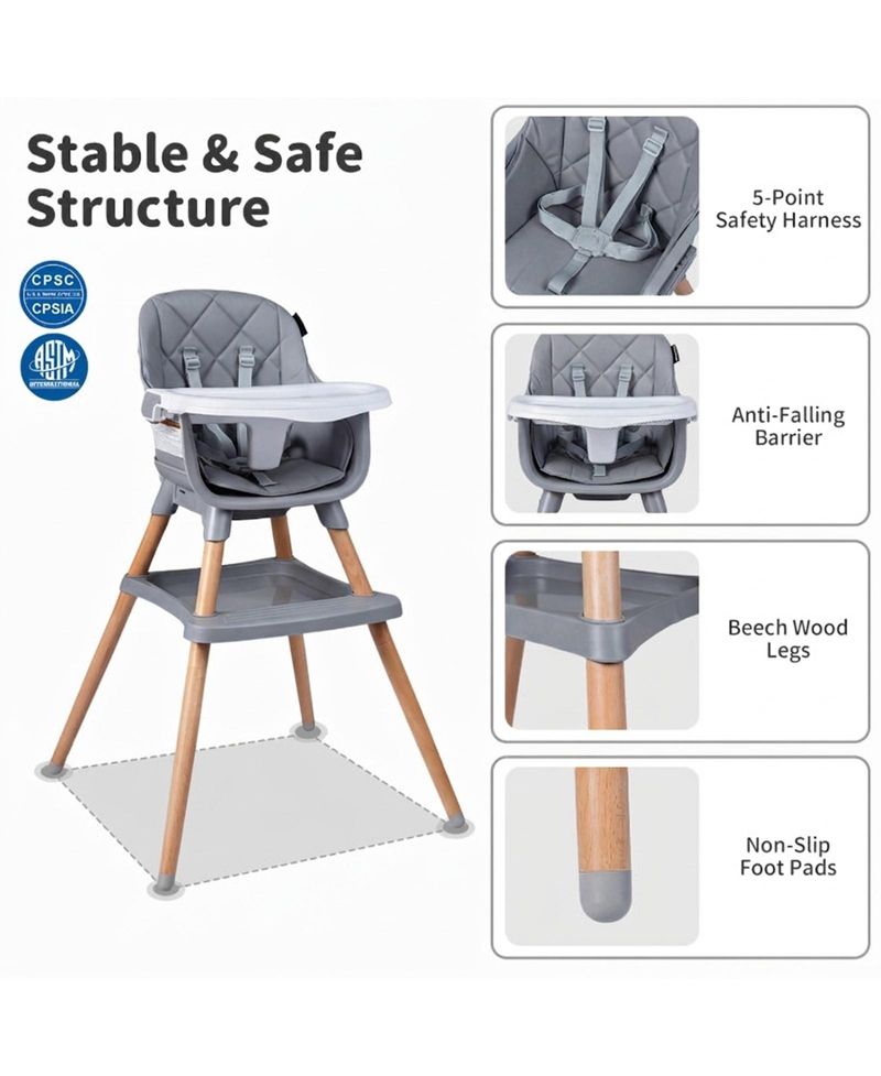 9-in-1 Convertible High Chair for Babies and Toddlers with Seat Cushion