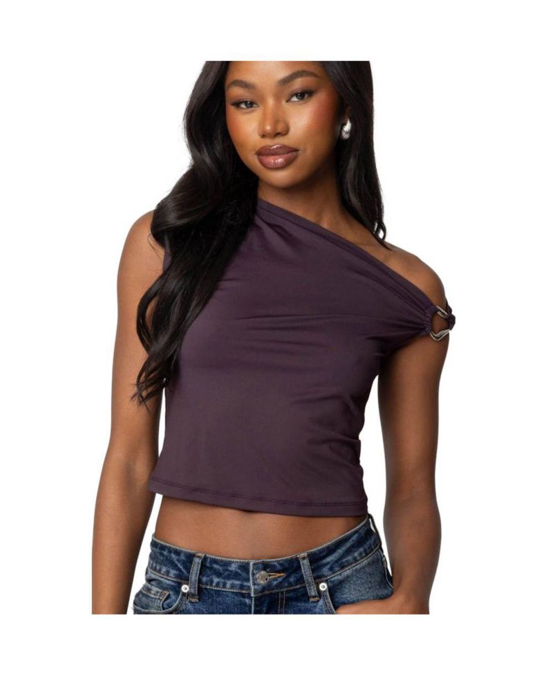 Womens Abstract Metal Ring Asymmetric Top