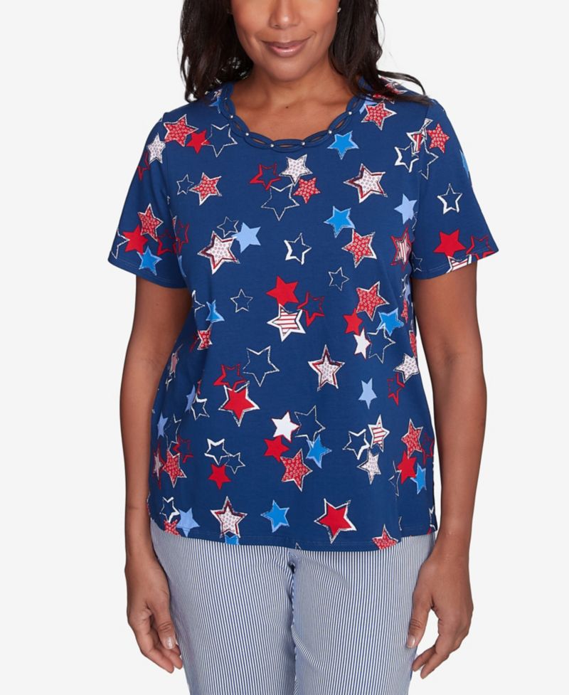 Women's Crew Neck Star Studded Top