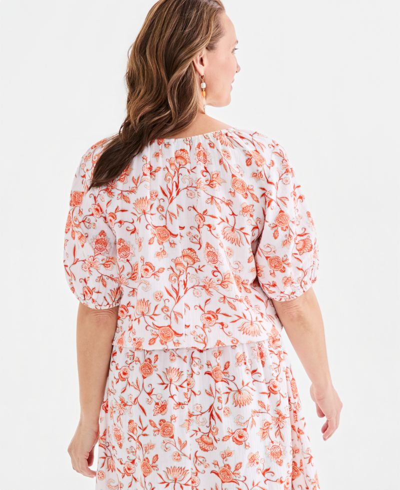Women's Printed Gauze Bubble Top