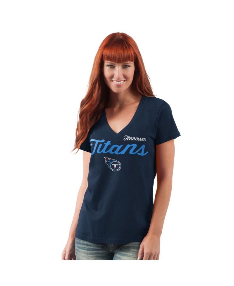Women's Navy Tennessee Titans Post Season V-Neck T-Shirt