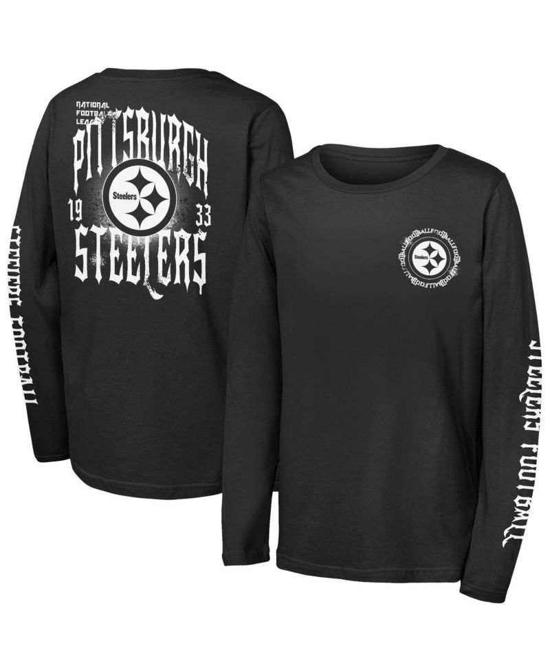 Big Boys and Girls Black Pittsburgh Steelers Rumble Long Sleeve T-Shirt