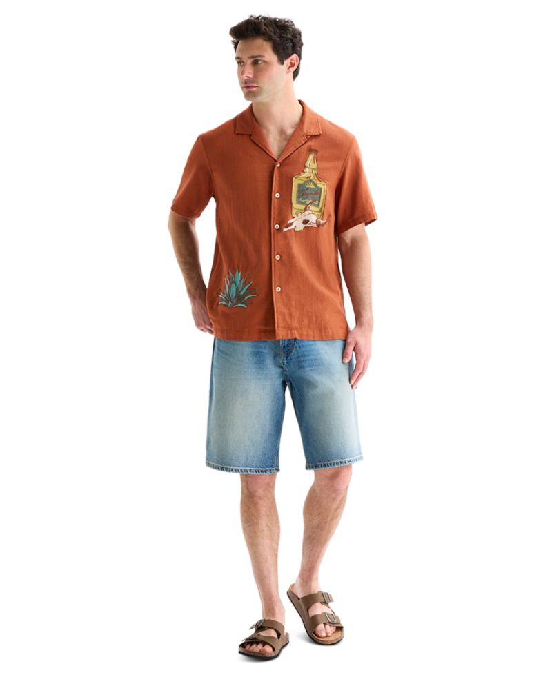 Men's Embroidered Tequila Time Short-Sleeve Shirt