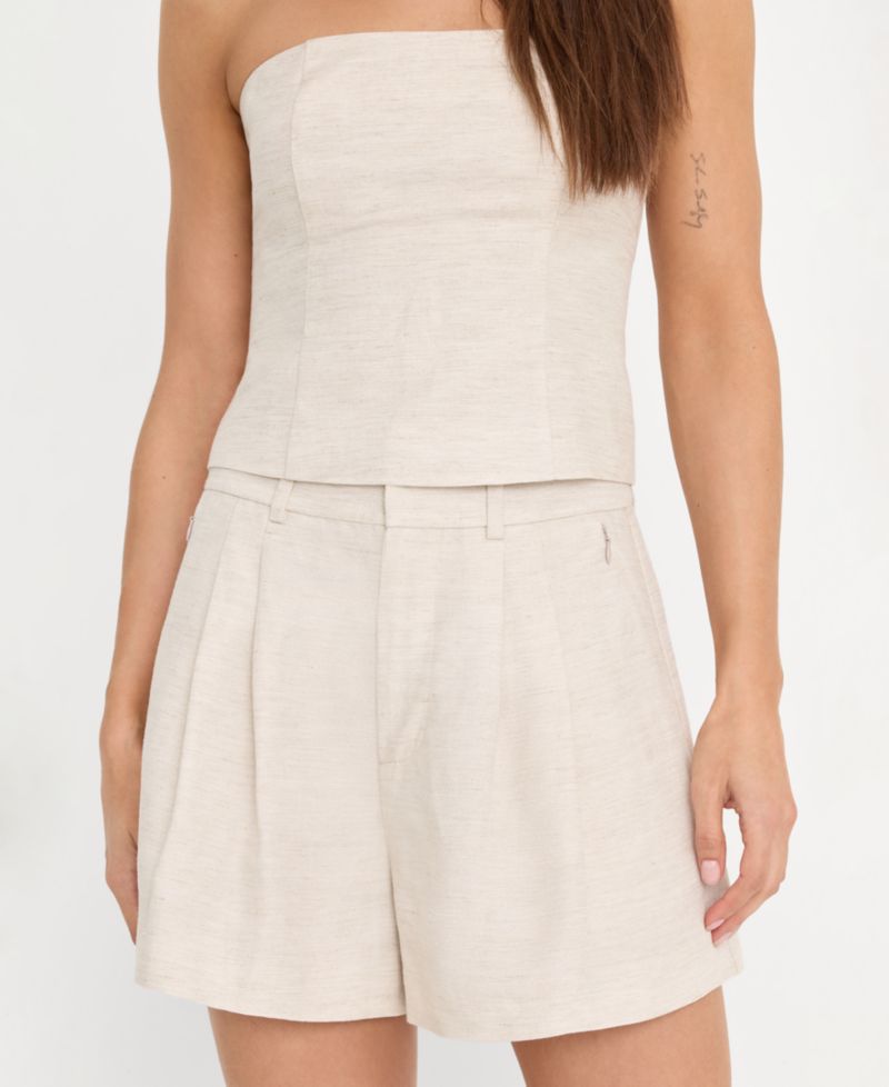 Women's Linen Mid-Rise Trouser Shorts