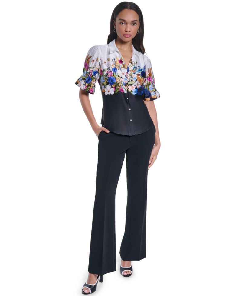 Women's Floral Button-Front Blouse