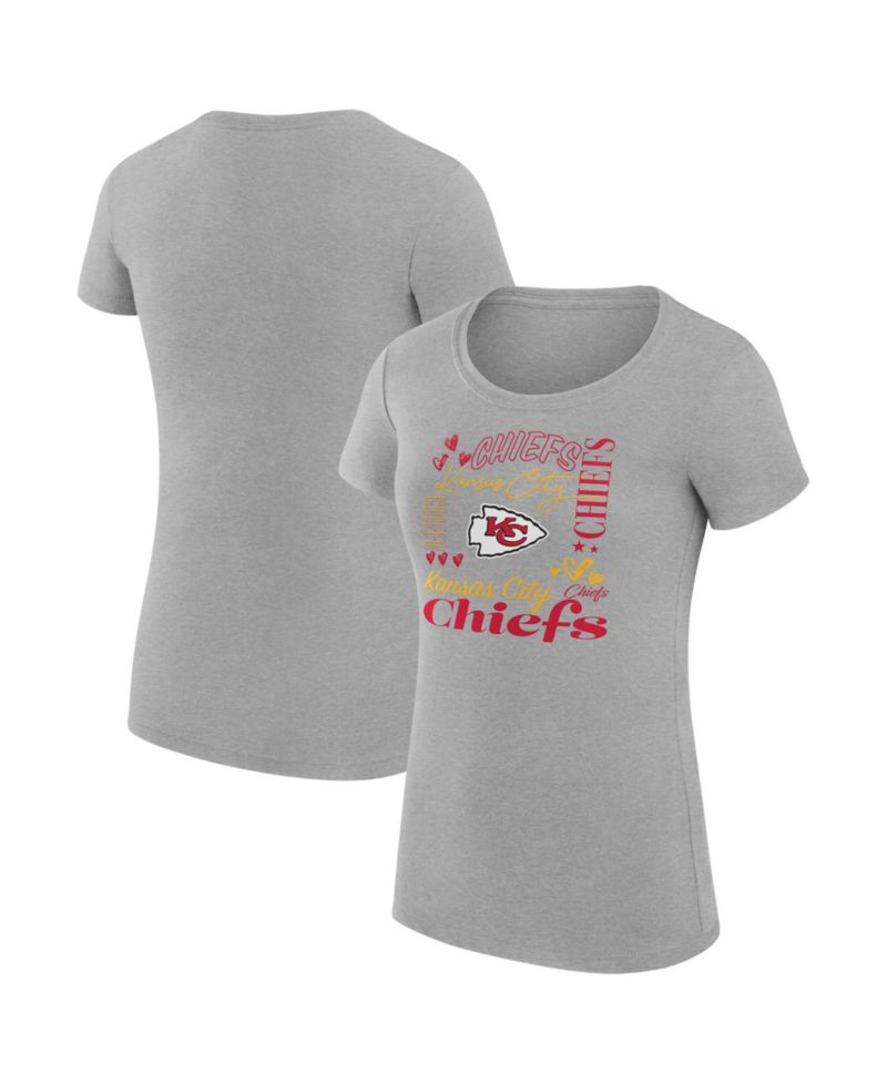 Women's Heather Gray Kansas City Chiefs Super-Slim Fit Lightweight Collage Team T-Shirt