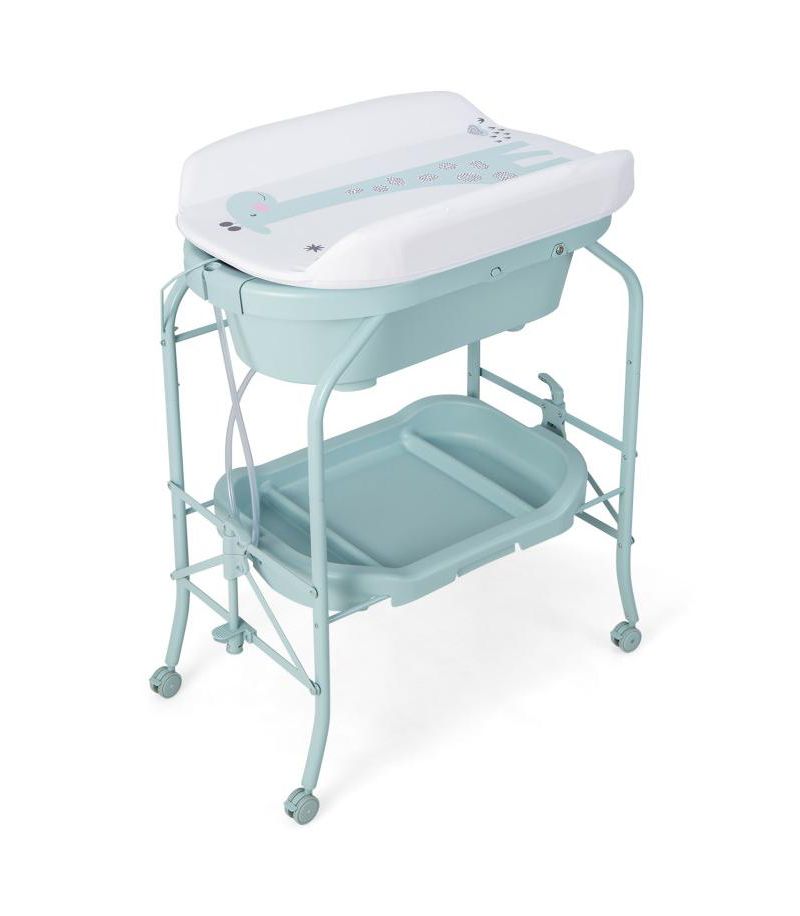 Portable Baby Changing Table with Storage Basket and Shelves
