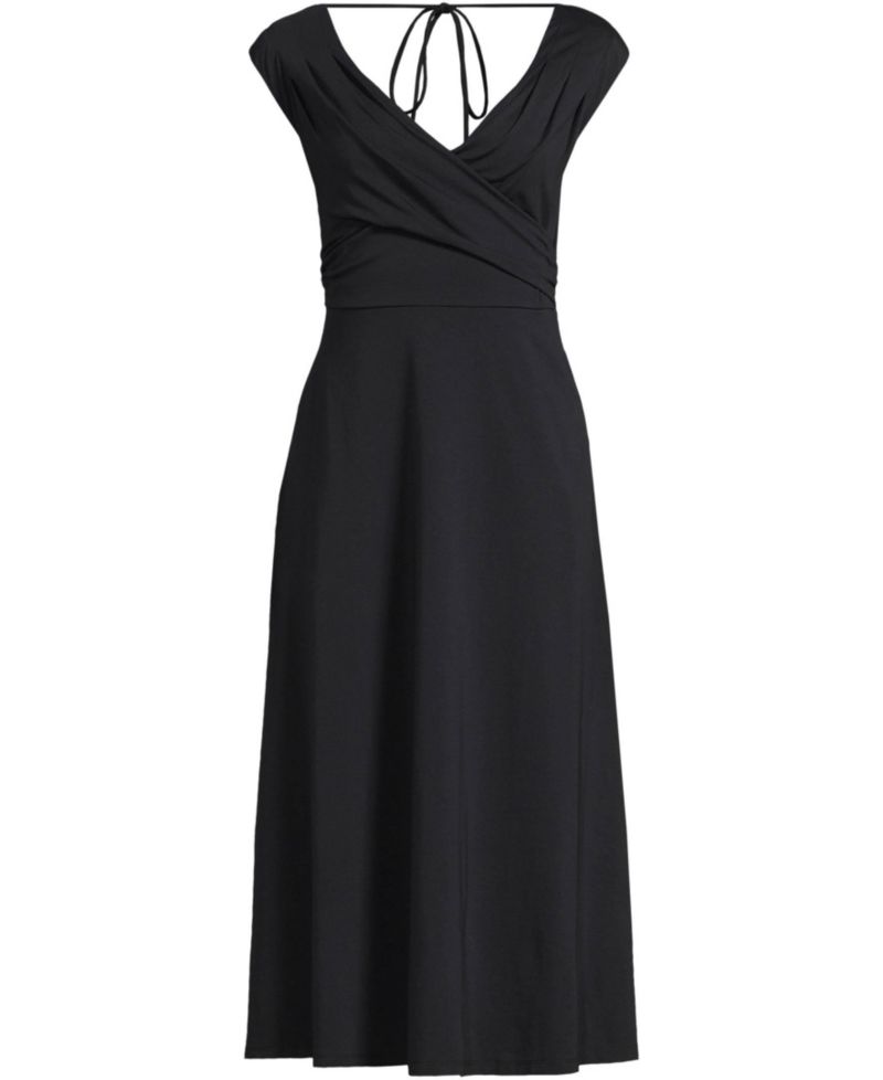 Plus Size Cotton Modal Off the Shoulder Wrap Midi Dress