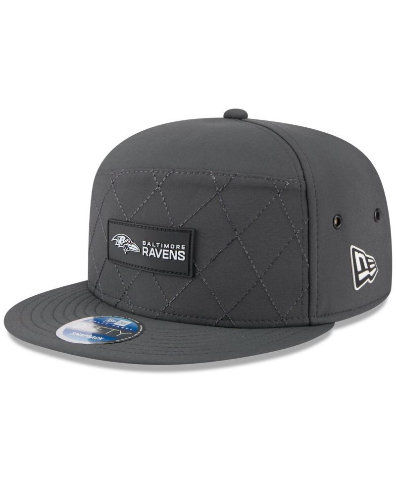 Men's Charcoal Baltimore Ravens 2025 Sideline Cold Weather Split Panel 9FIFTY Snapback Hat