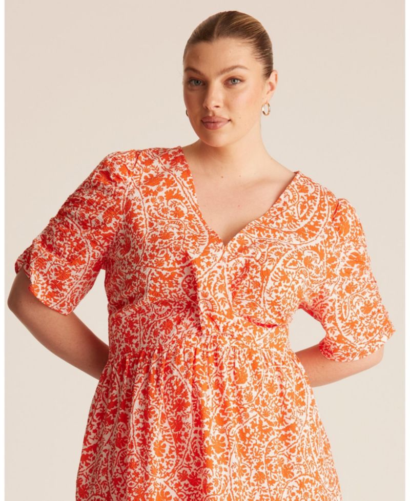 Plus Size Dreamaya Tiered V-neck Fit Flare Midi Dress