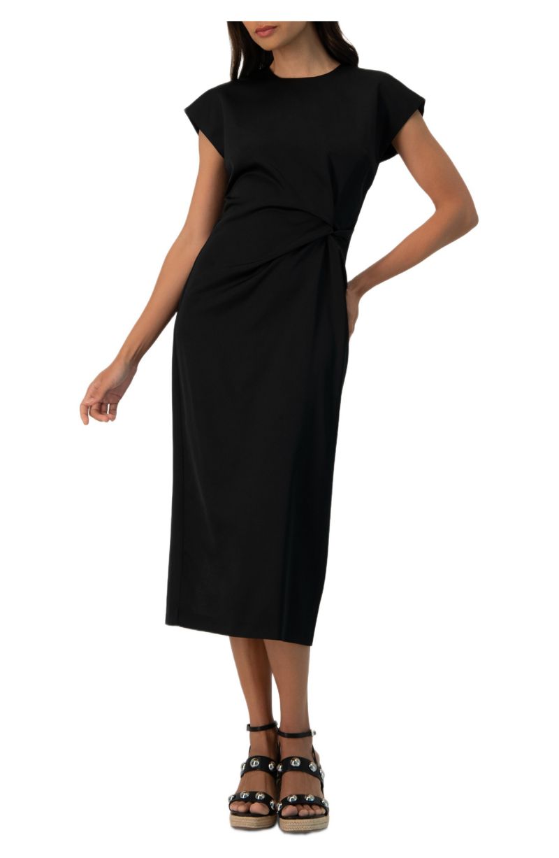 Women's Off-Shoulder Straight Satin Dress with Side Knot