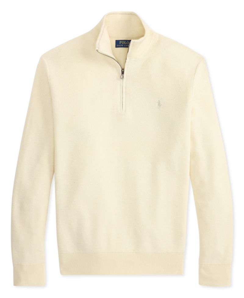 Men's Mesh-Knit Cotton Quarter-Zip Sweater