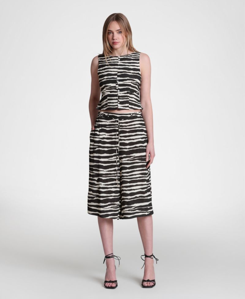 Women's Elastic Waistband Wide Culottes