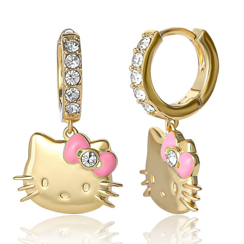 Sanrio Pave Charm Dangle Hoop Earrings