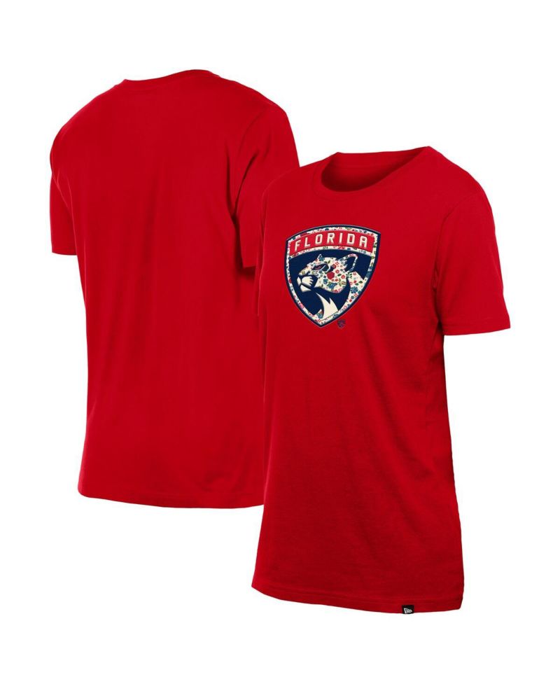 Women's Red Florida Panthers Glam Game Floral T-Shirt
