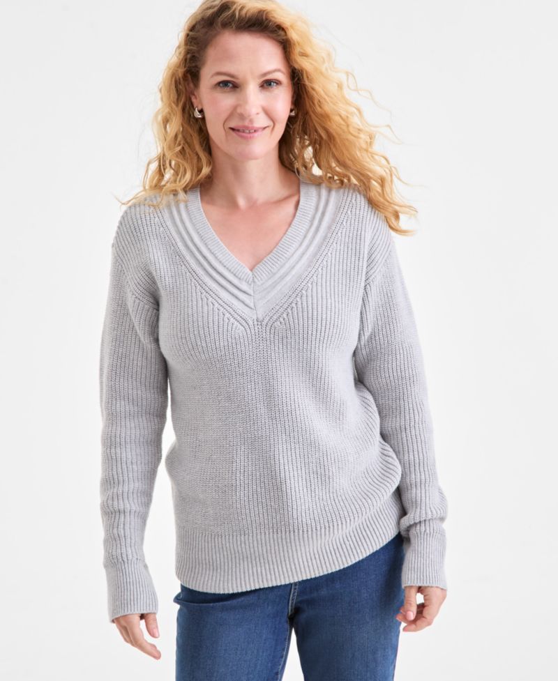 Women's V-Neck Long-Sleeve Sweater