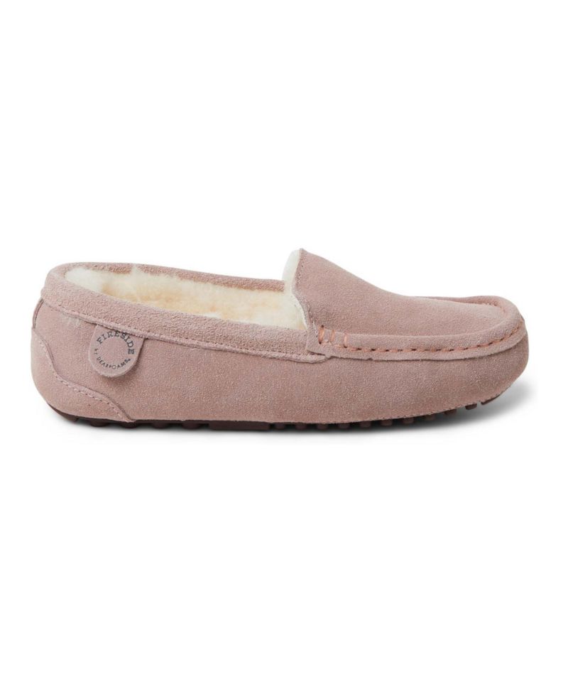 Dearfoams Women's Fireside Mel Genuine Shearling Moccasin Slipper