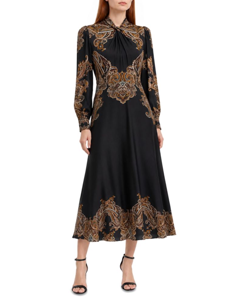 Women's Raquel Midi A-Line Twist-Neck Dress