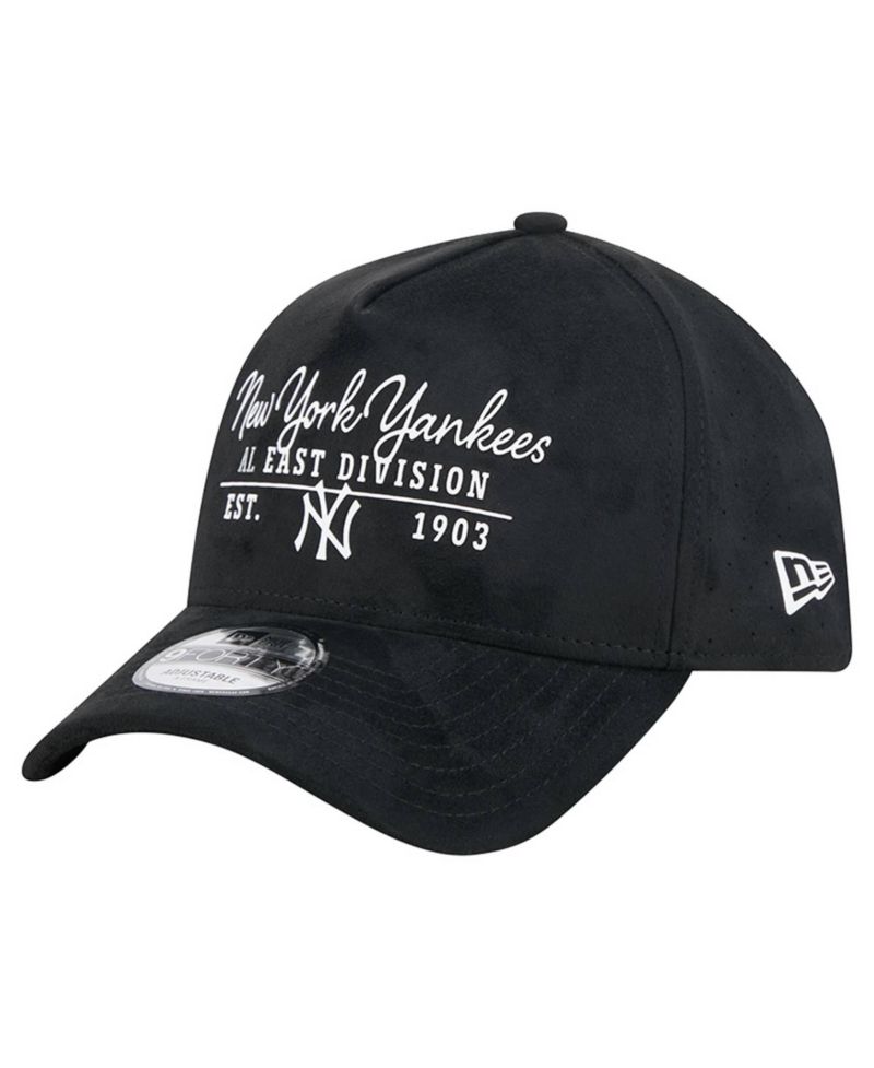 Men's Black New York Yankees Script Text 9FORTY A-Frame Adjustable Hat
