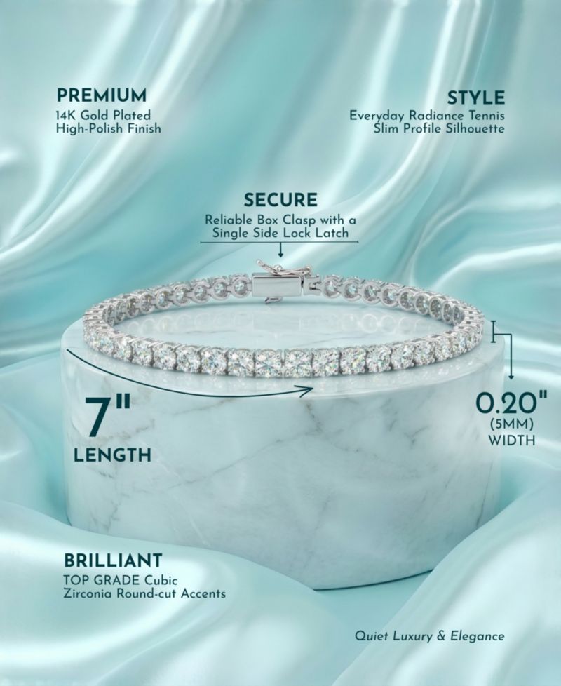 Modern White Gold Plated Radiant 5MM CZ Tennis Bracelet