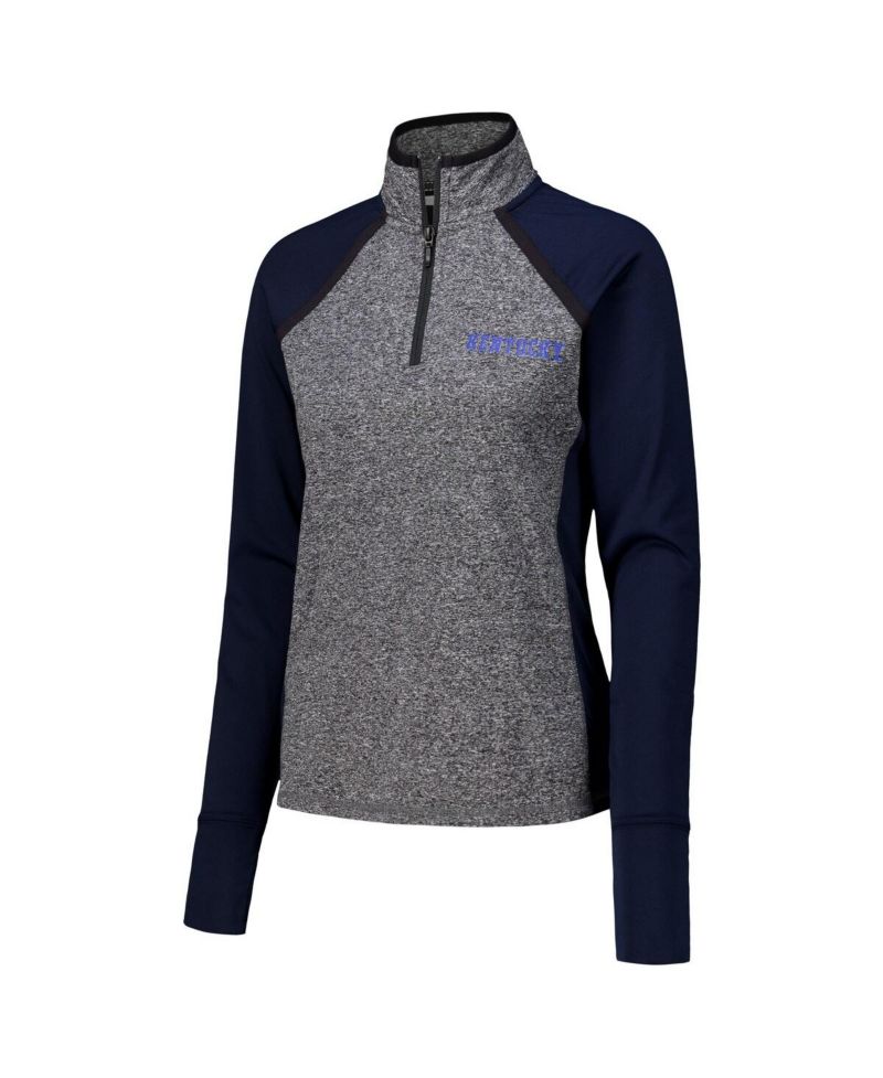 Women's Navy/Heather Gray Kentucky Wildcats Finalist Raglan Quarter-Zip Jacket