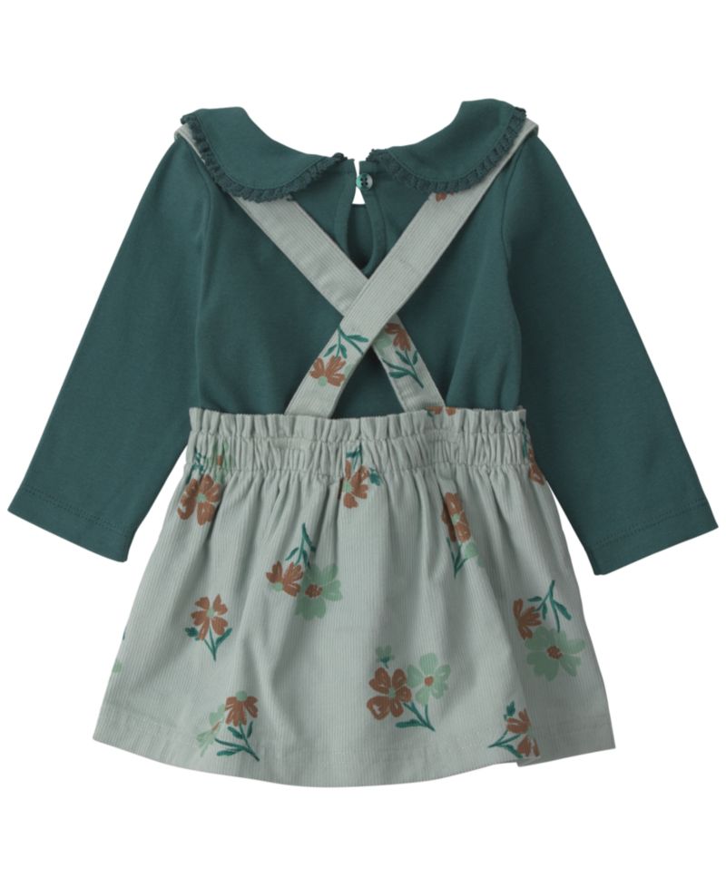 Baby Girls' T-Shirt, Floral Corduroy Dress and Tights, 3-Piece Set
