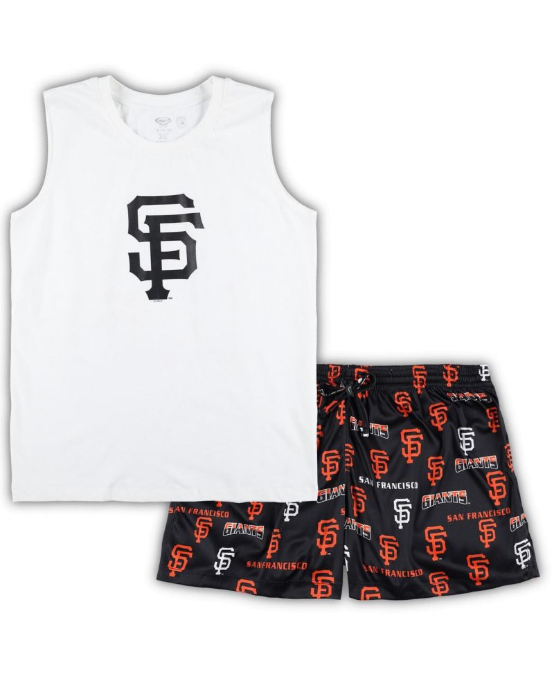 Women's White, Black San Francisco Giants Plus Size Tank Top and Shorts Sleep Set