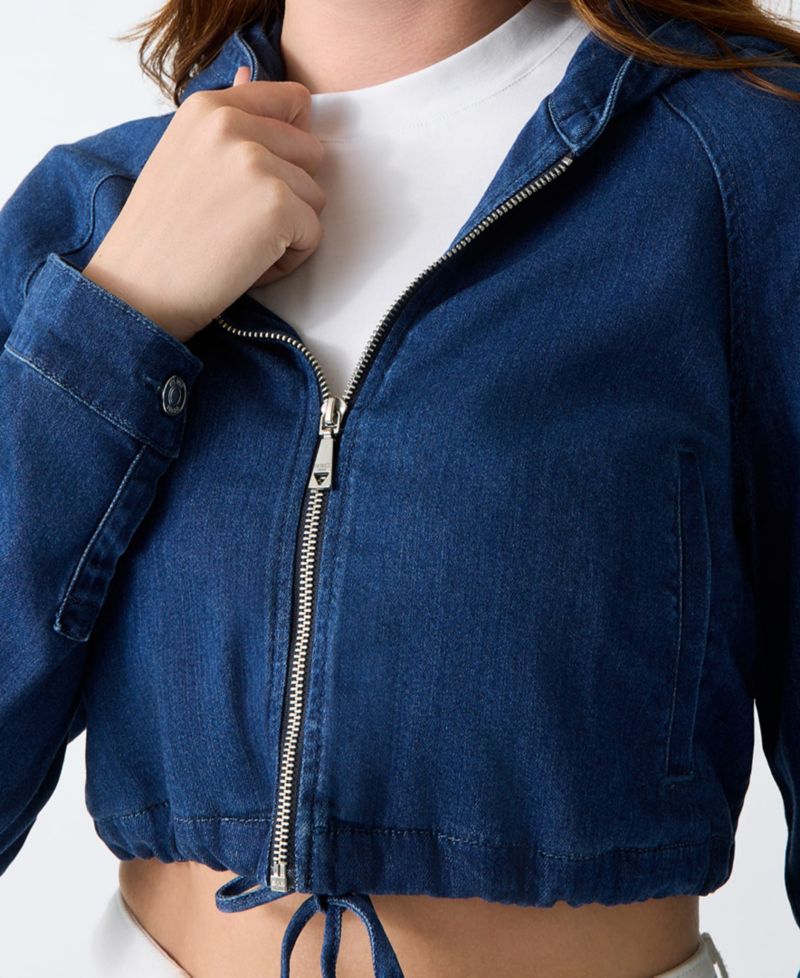 Women's Reese Cropped Denim Hoodie Jacket