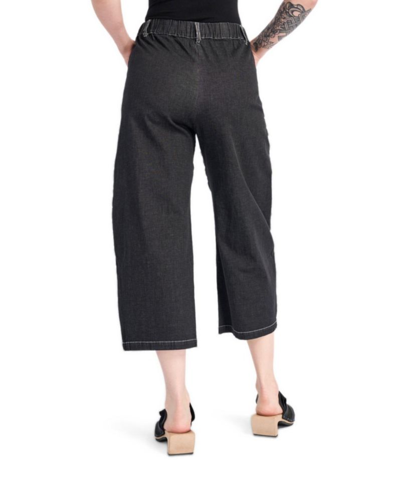 Women's Palma High-Waisted Cropped Wide-Leg Denim Capri Pants