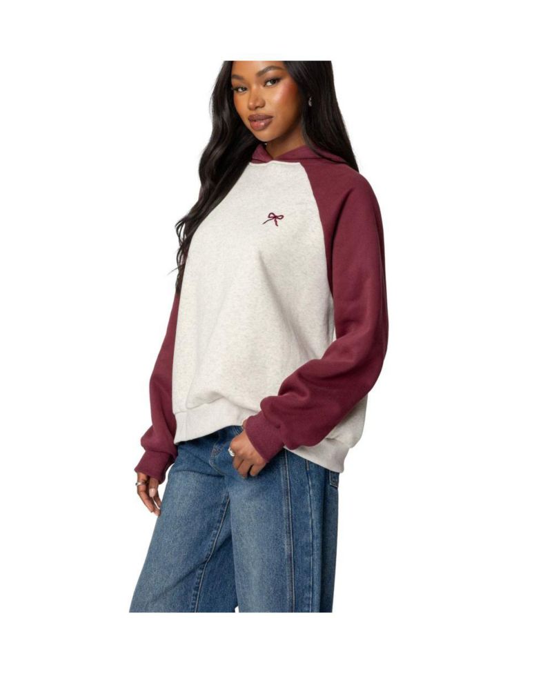 Women's Raglan Bow Oversized Hoodie