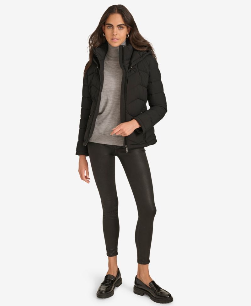 Women's Short Zip-Up Hooded Puffer Coat