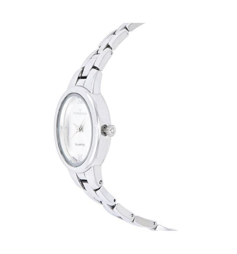 Women's Silver 30x25mm Oval Dial Link Bracelet Watch