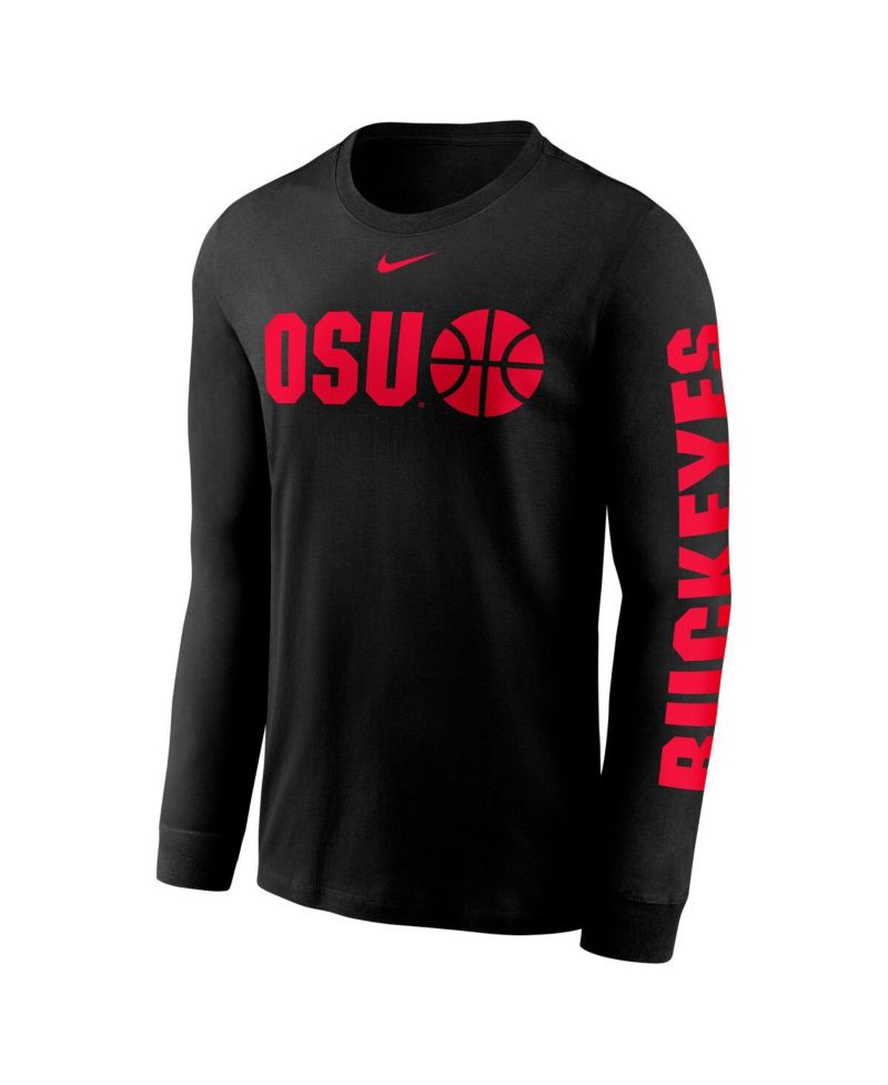 Men's Black Ohio State Buckeyes Basketball Icon Two-Hit Long Sleeve T-Shirt