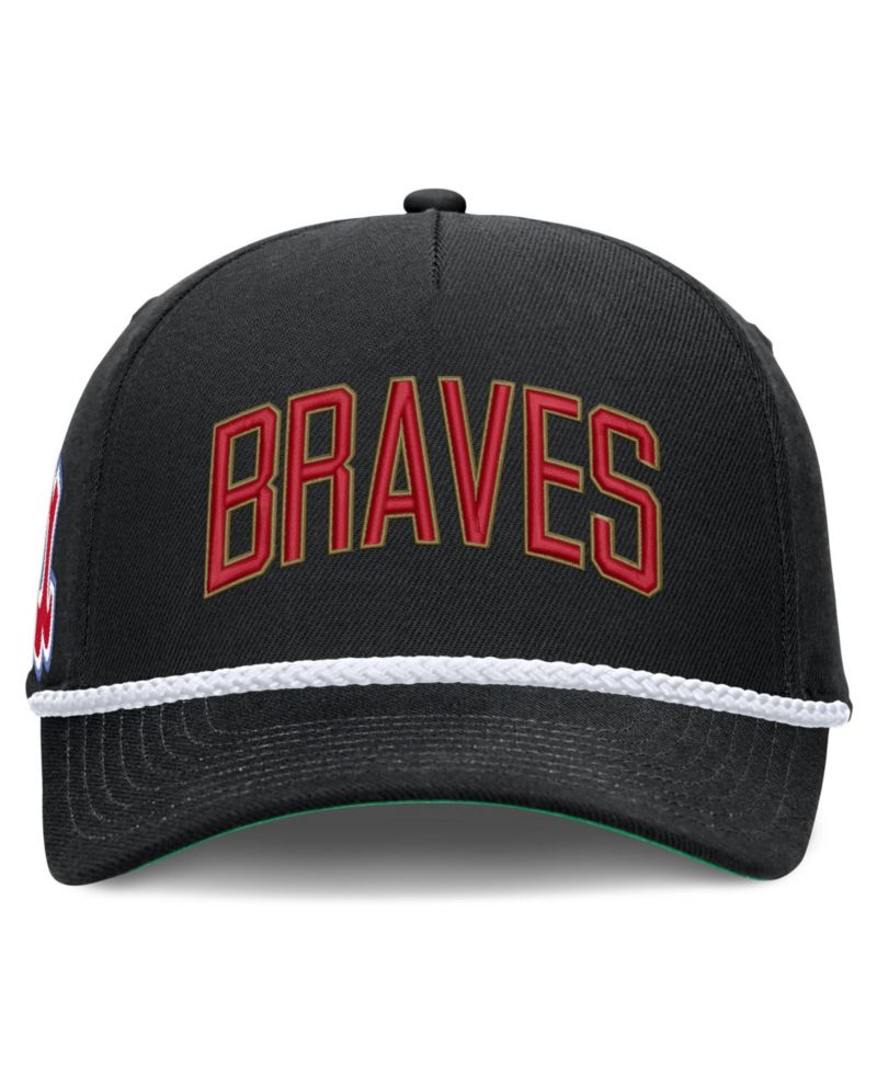 Men's Black Atlanta Braves Cooperstown Collection Rise Adjustable Hat