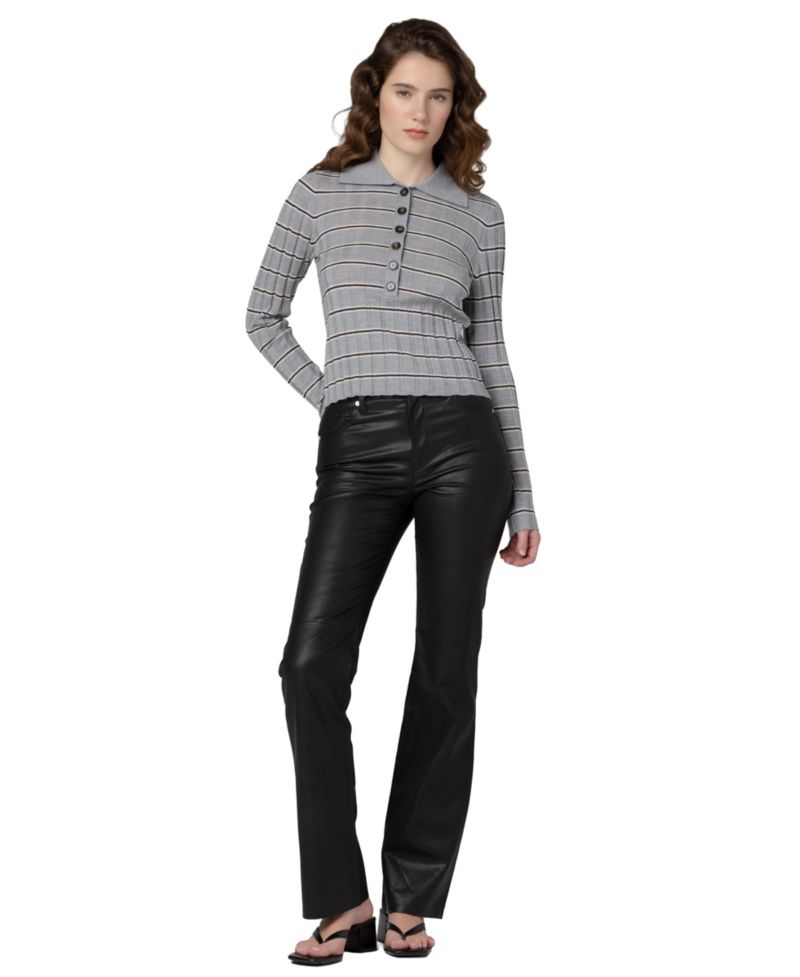 Women's Second Date Knit Stripe Polo Top