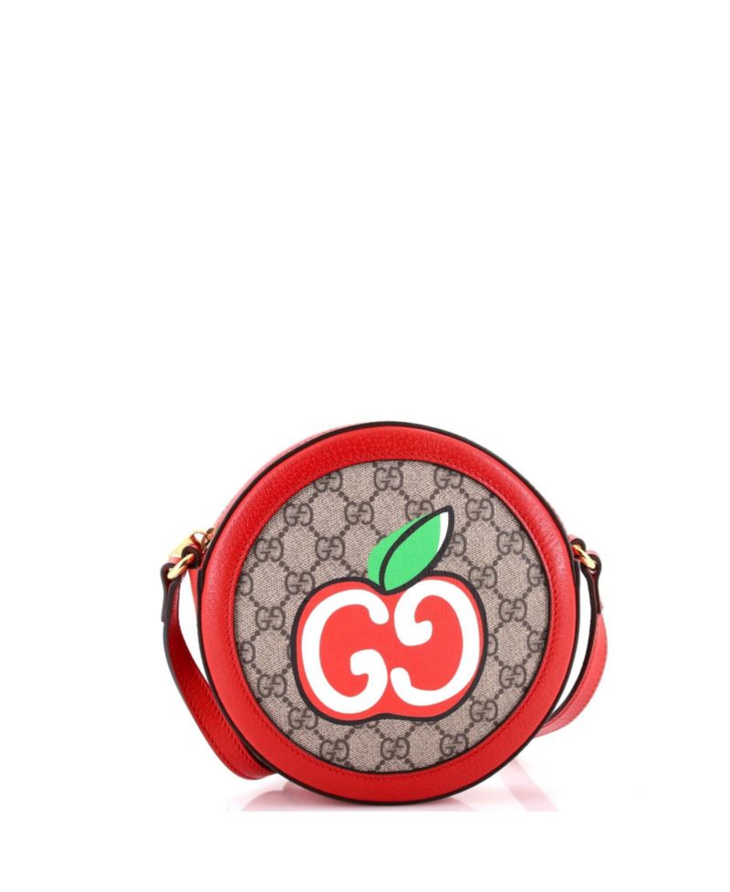 Mini Ophidia Round Shoulder Bag Apple GG Coated Canvas
