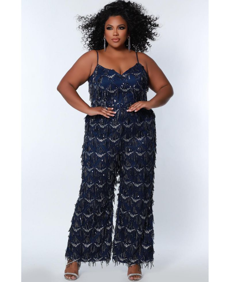 Women's Spaghetti Strap Sequin fringe Jumpsuit