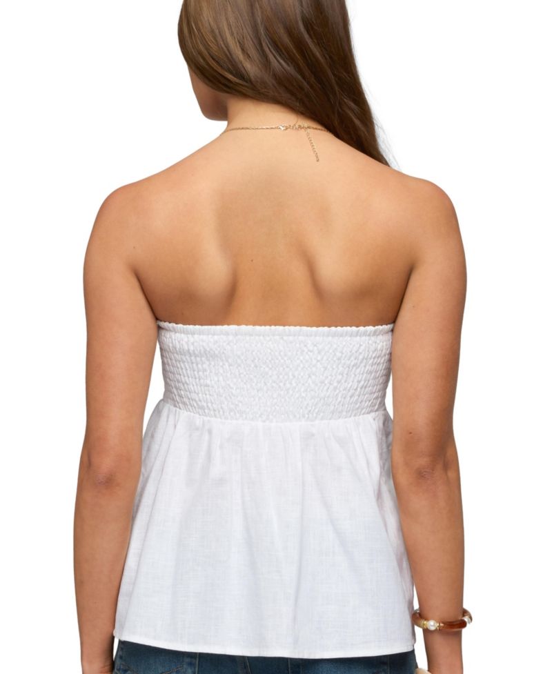 Women's Linen Look Strapless Babydoll Top