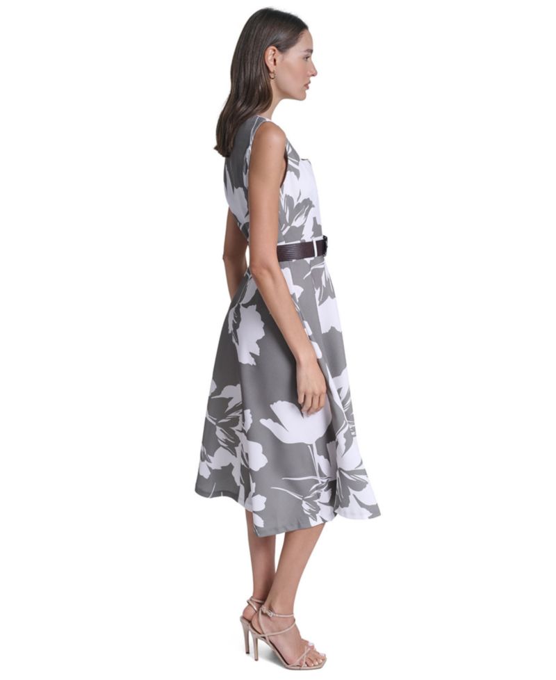 Women's Floral Square Neck Midi Dress