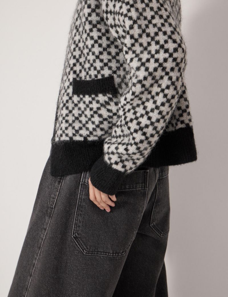 Women's Jacquard Wool Edge To Edge Cardigan