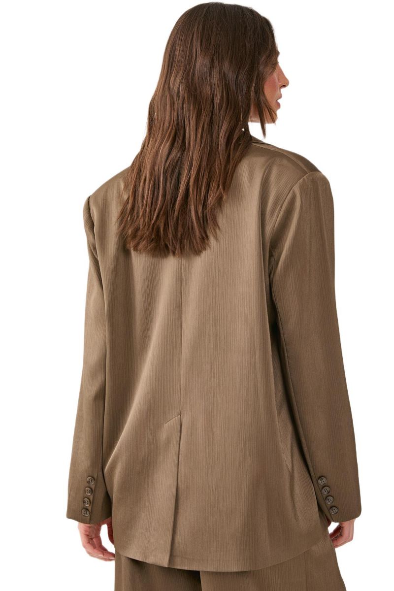 Women's Satin Pleated Oversized Blazer