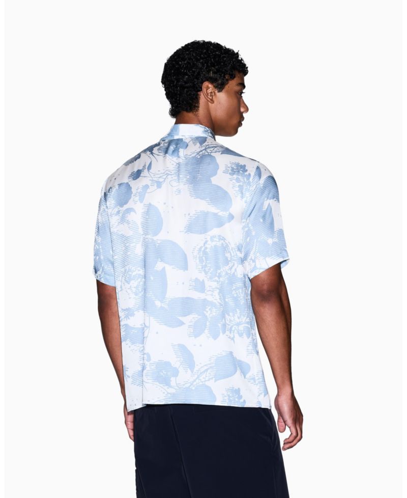 Men's Short Sleeve Viscose Print Woven Shirt