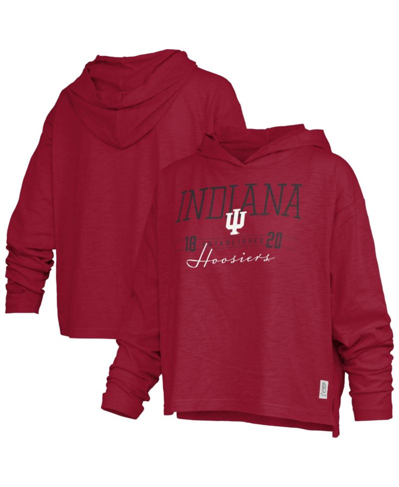 Women's Castillo Indiana Hoosiers Slub Long-Sleeve Hooded T-Shirt
