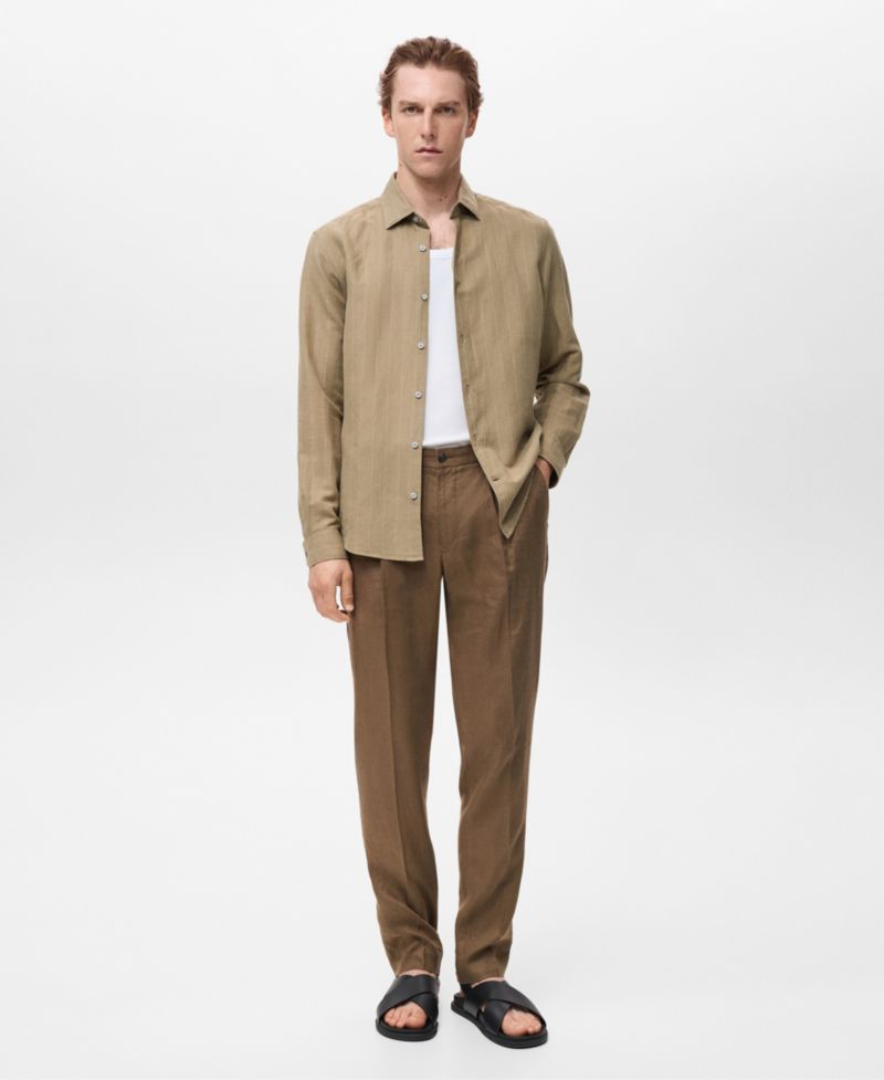 Men's Linen Pinstripe Shirt
