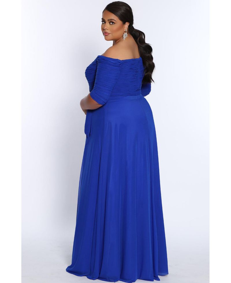 Women's Off-the-Shoulder Formal Gown with Sleeves