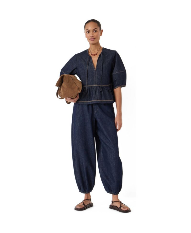Women's Betty Barrel Sleeve Denim Top