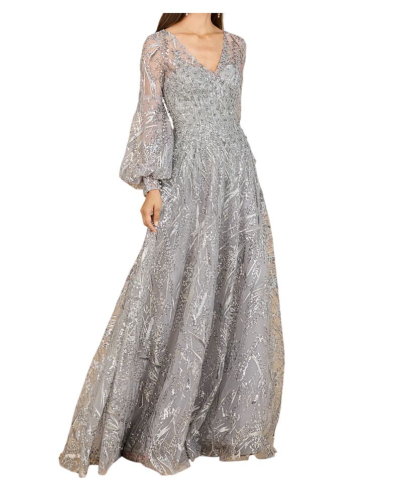 Women's V Neckline Long Sleeve Gown