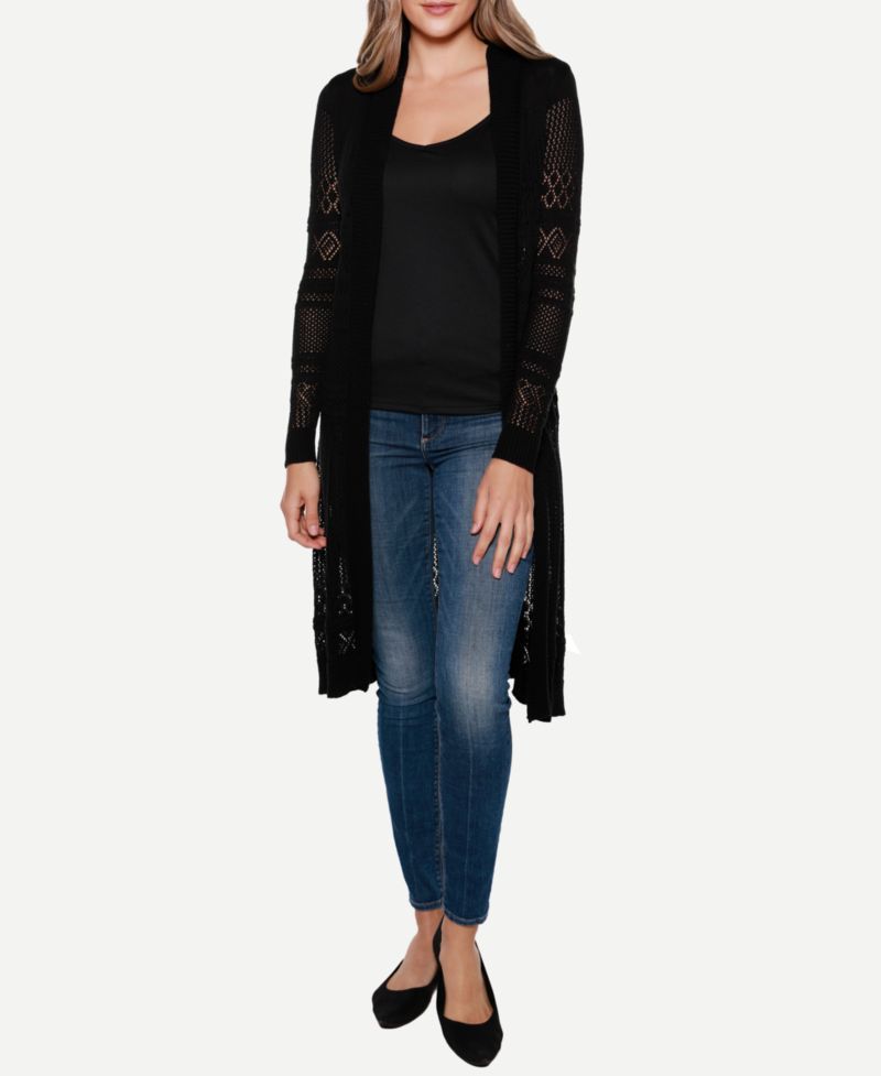Women's Pointelle-Stitch Duster Cardigan Sweater