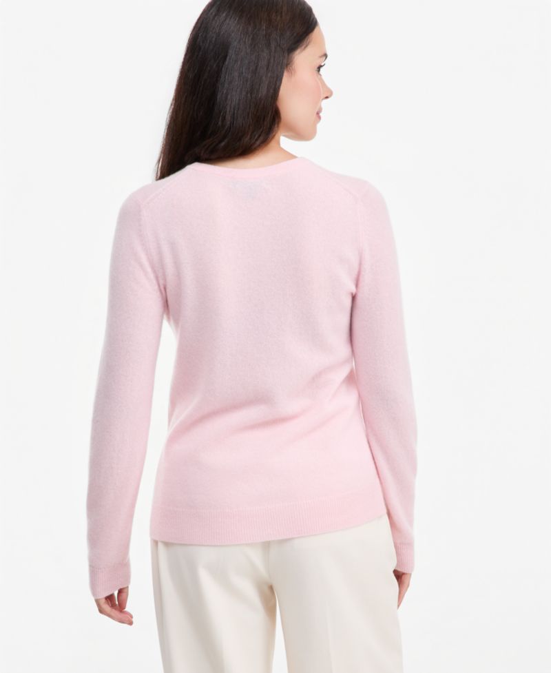 100% Cashmere Women's Petite Long-Sleeve Crewneck Sweater