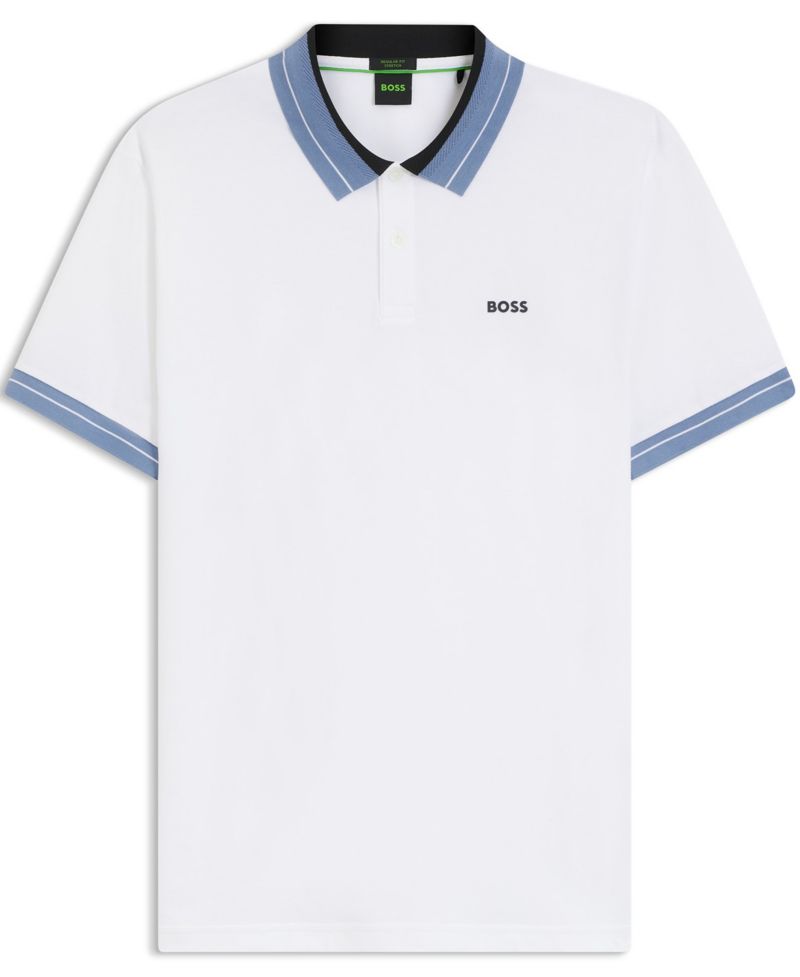 Men's Stretch Striped-Trim Polo Shirt